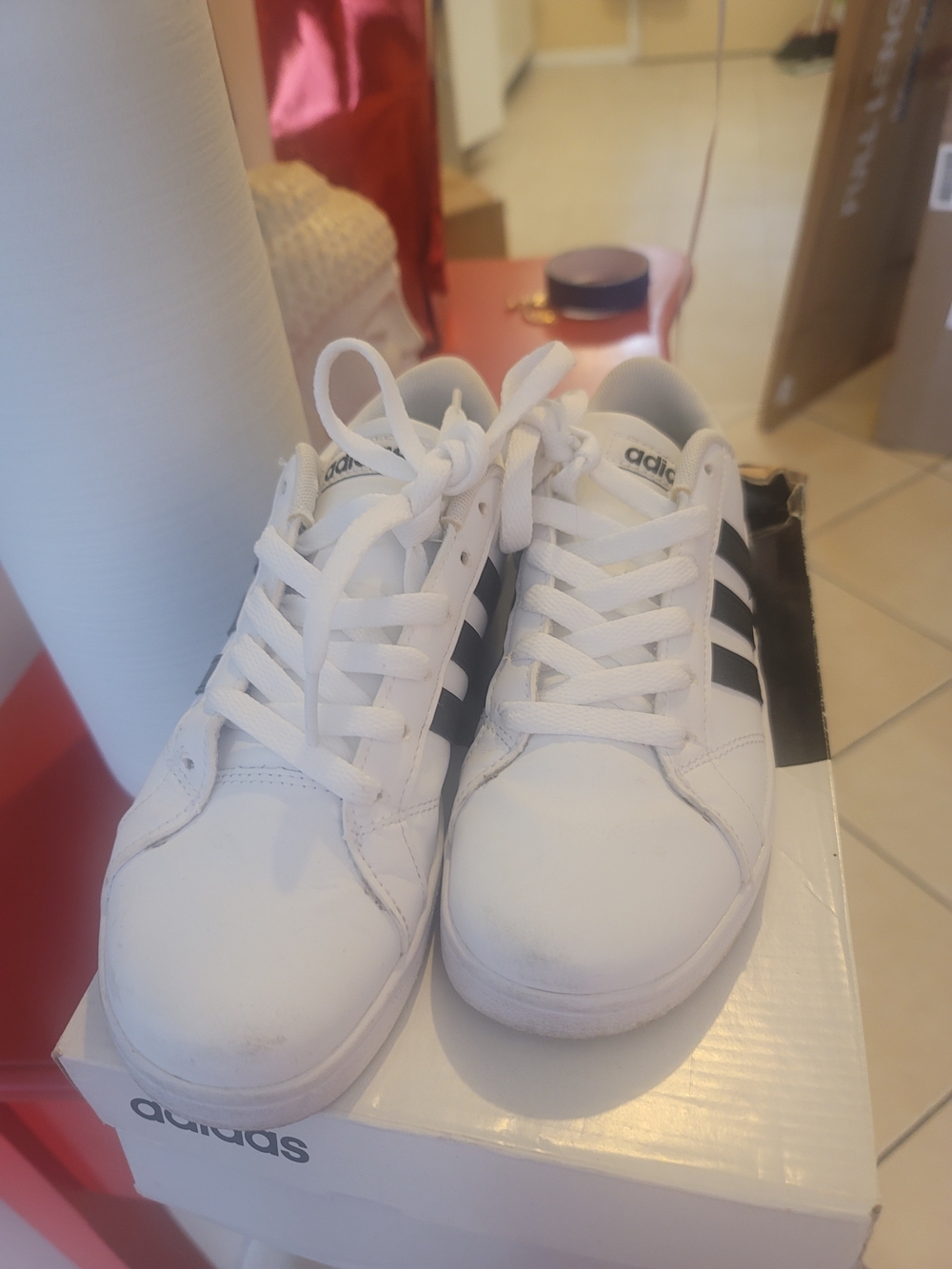 Adidas Kids White & Black Casual Sneakers